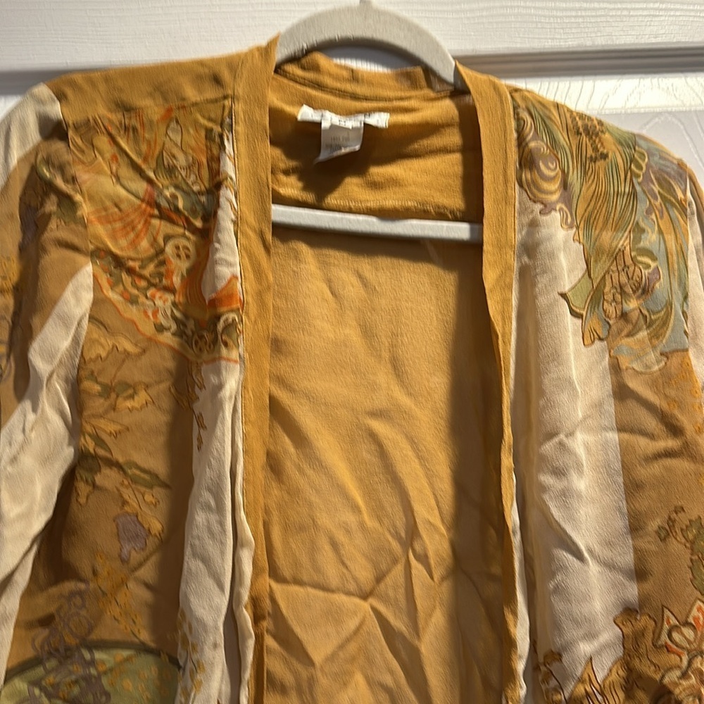 Citron Santa Monica 100% Silk Art Deco Lady Print Open Cardigan M Kimono Jacket - Picture 4 of 8